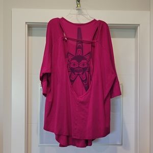 Women's 2-piece Top | Chloe Angus | aboriginal | flowy bamboo | Fuschia | sz XL